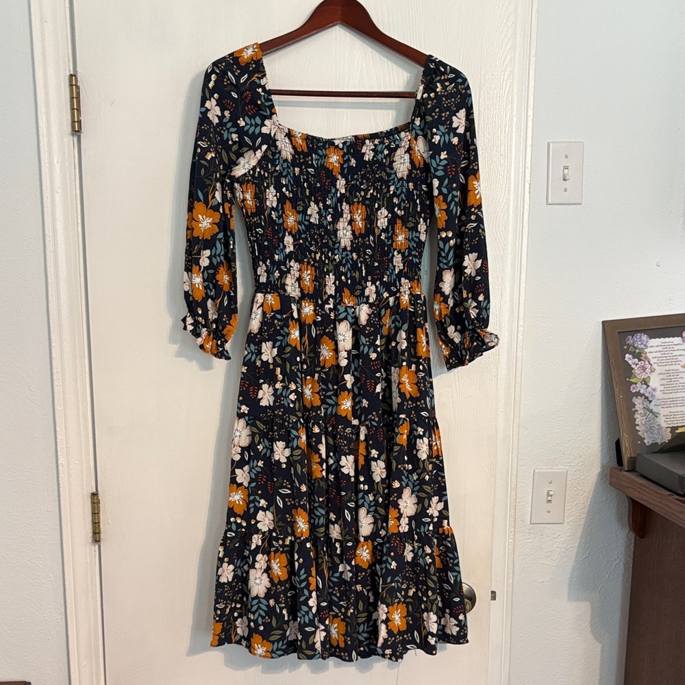 Baltic Born Navy Floral Midi Dress